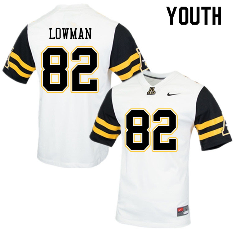 Youth #82 Jaquan Lowman Appalachian State Mountaineers College Football Jerseys Sale-White